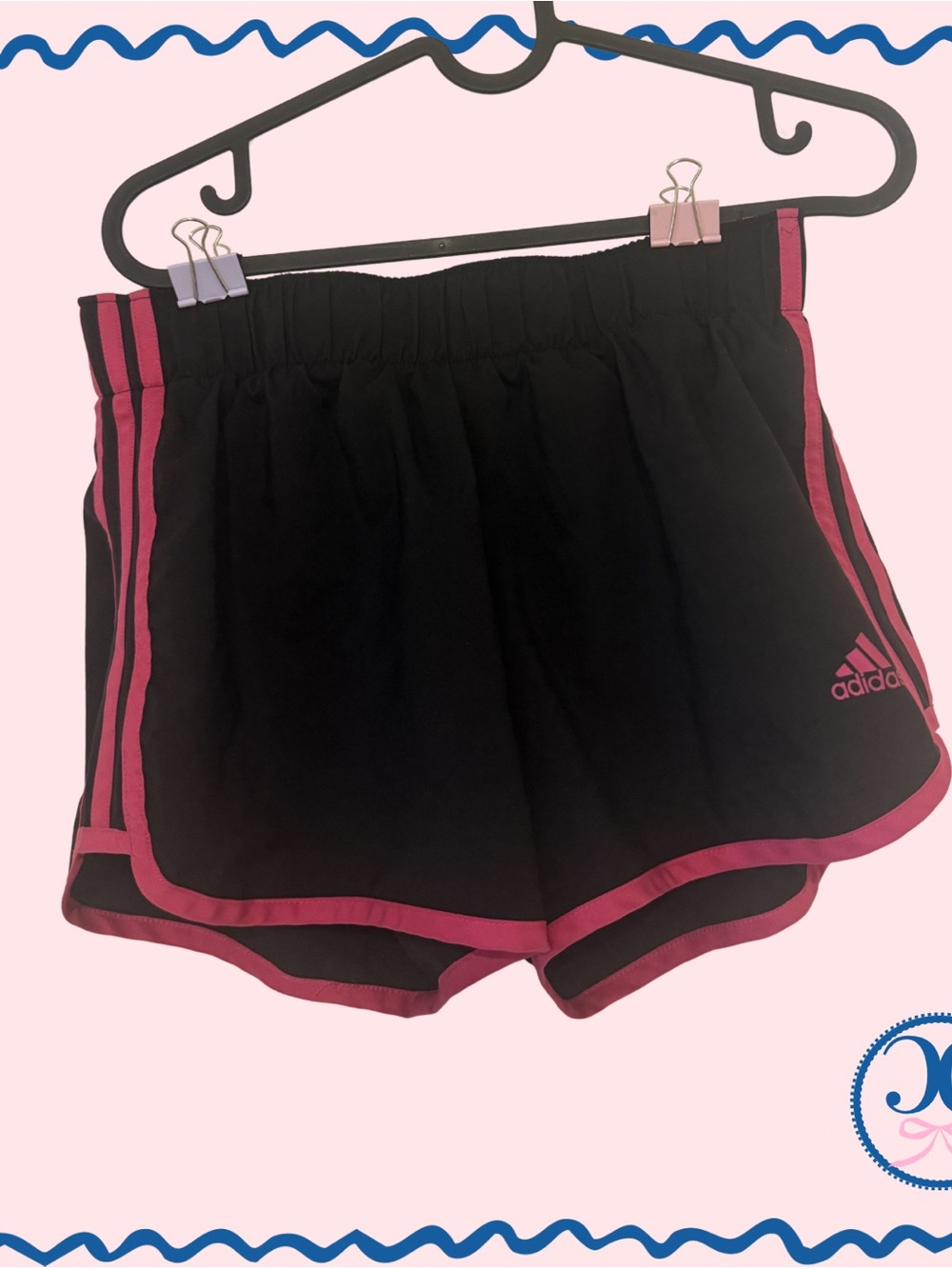 adidas Black Athletic Shorts with Pink Accents